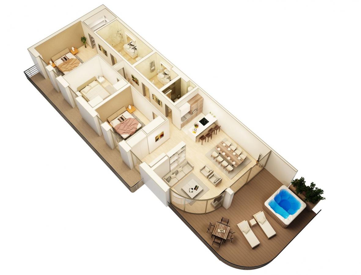 Troiposoban stan u Budvi, 168m²