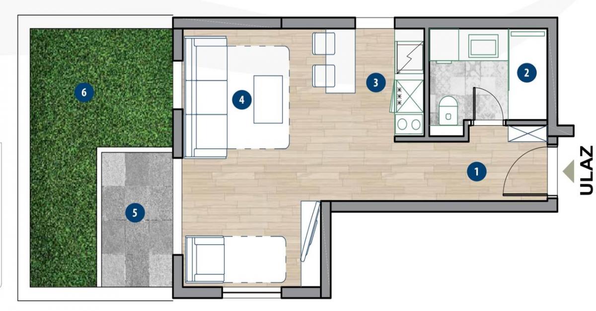 Jednosoban stan u Kotoru, 41m² 3