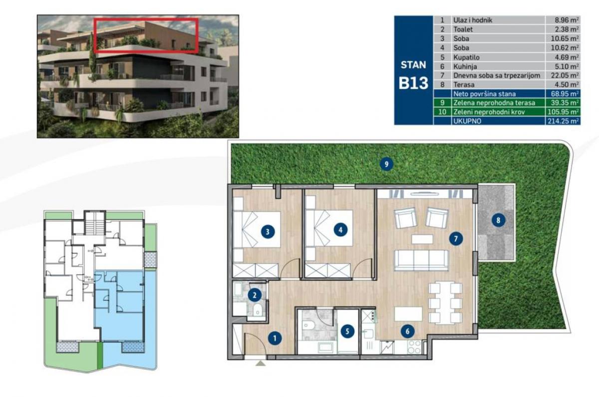 Dvosoban stan u Kotoru, 214m²