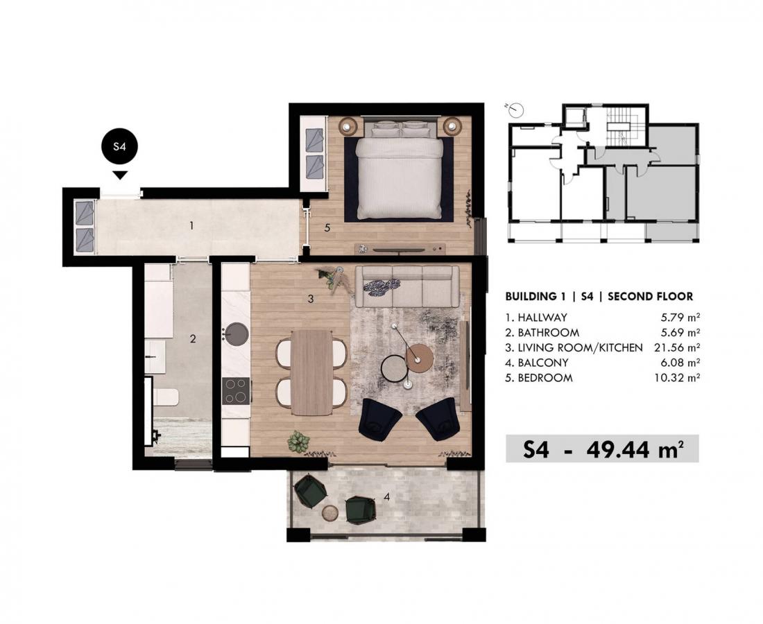 Jednoiposoban stan u Tivtu, 49m² 2
