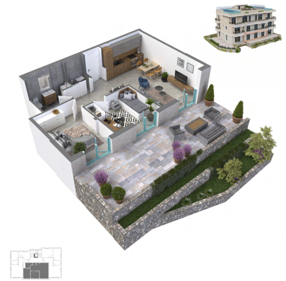 Dvoiposoban stan u Kotoru, 105m²