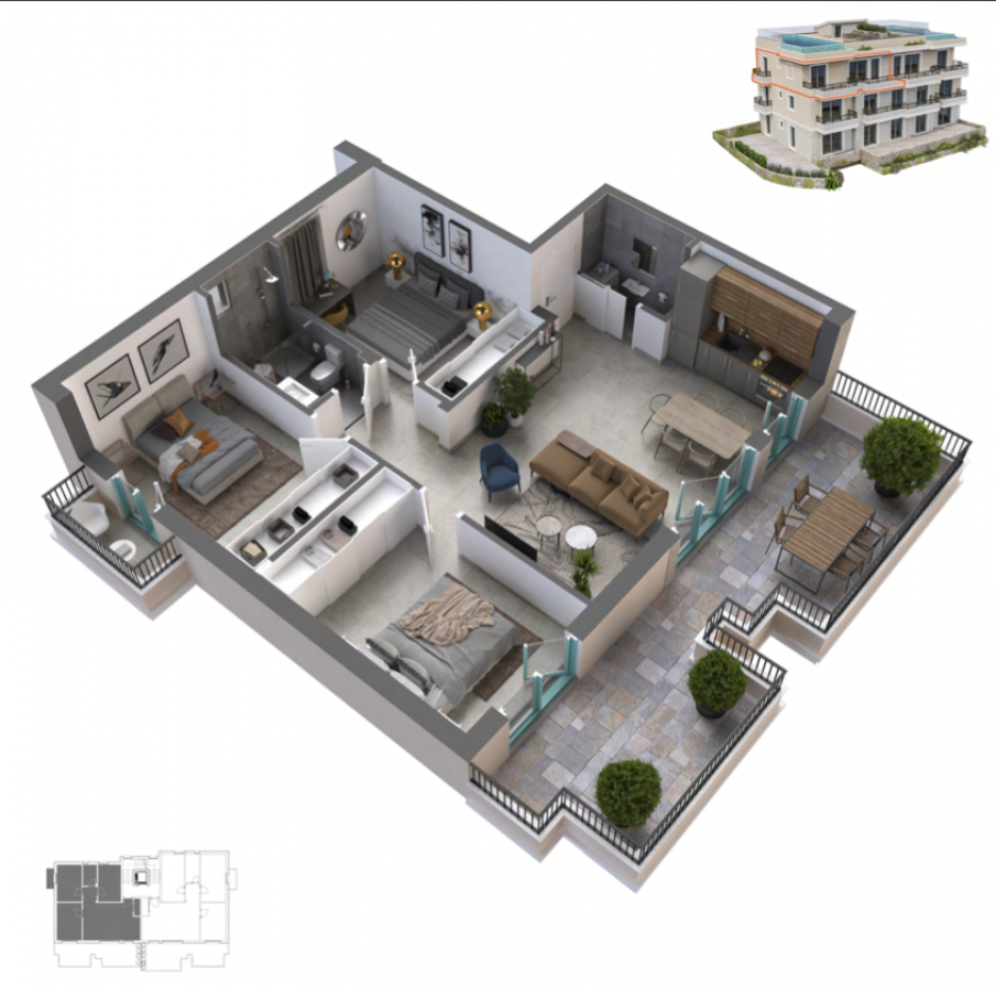 Troiposoban stan u Kotoru, 192m²