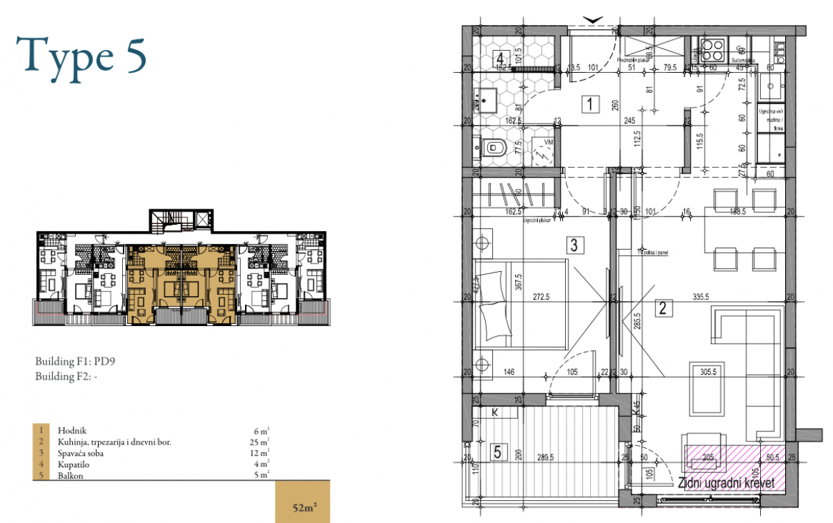 Jednoiposoban stan u Kotoru, 52m²