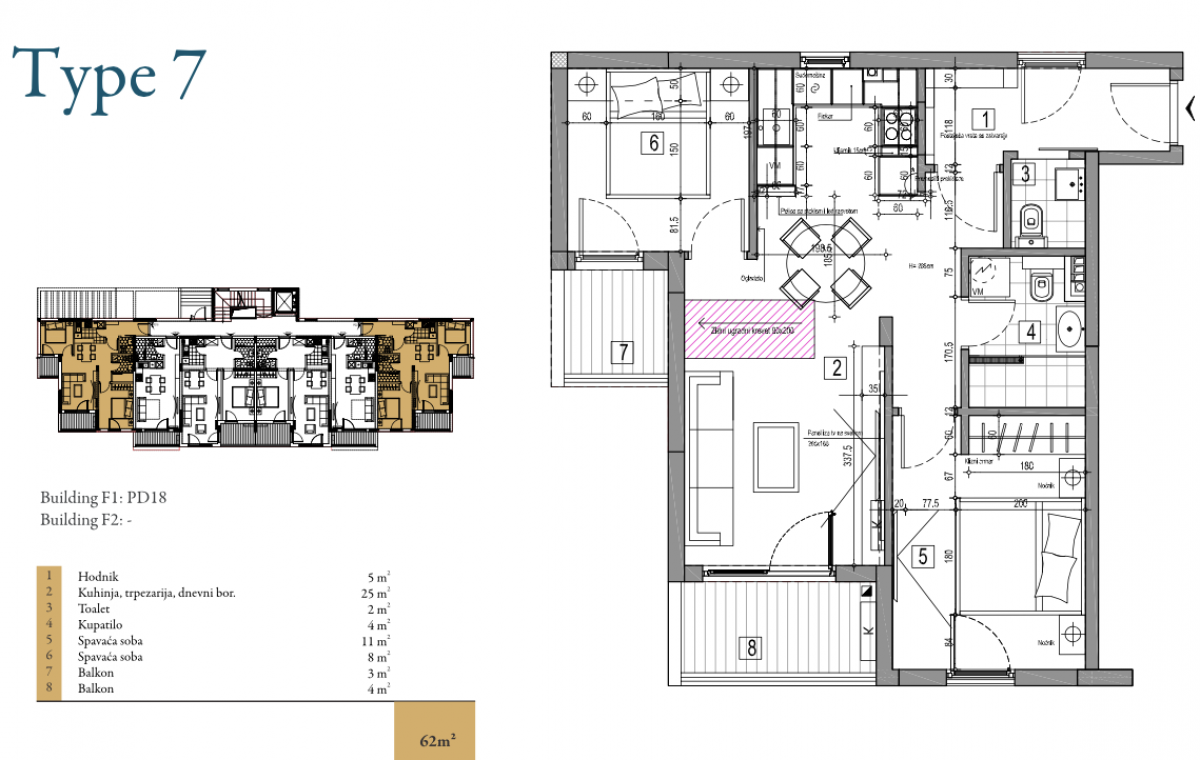 Jednoiposoban stan u Kotoru, 62m²