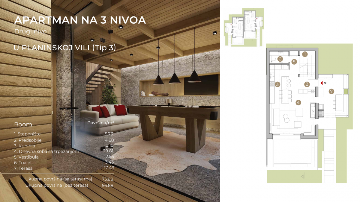 Troiposoban stan u Kolašin, 208m² 2