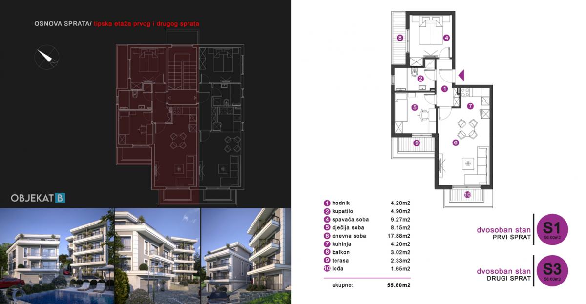 Dvosoban stan u Tivtu, 56m² 4