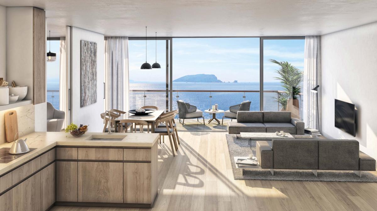 Luxury hotel with 212 residences, 144 rooms, and prime location near beach & city center 15