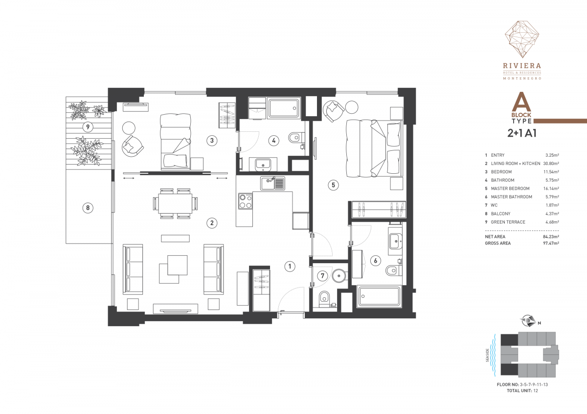 Two bedroom apartment in residential complex, Budva 2