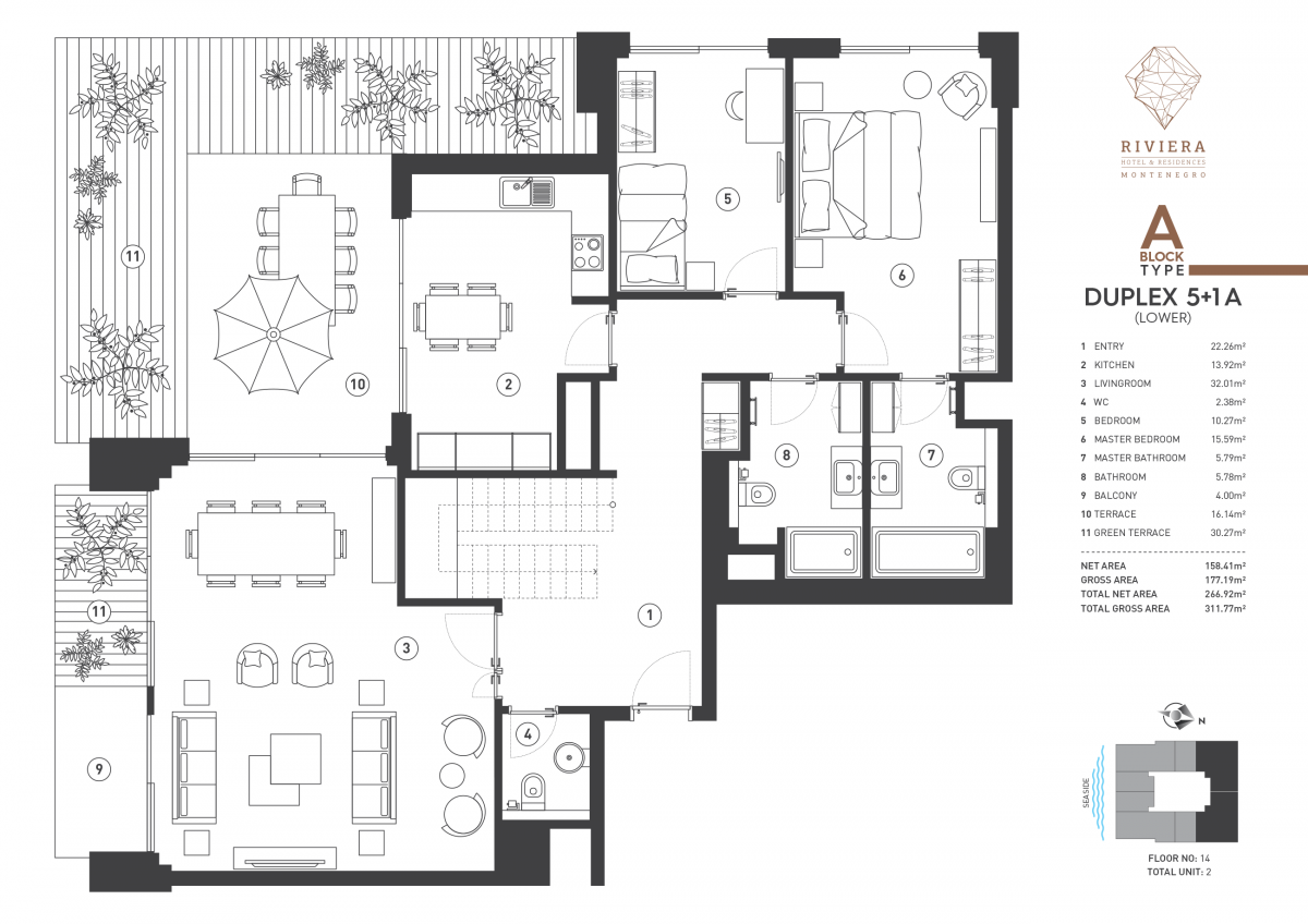 Five bedroom apartment in residential complex, Budva 2