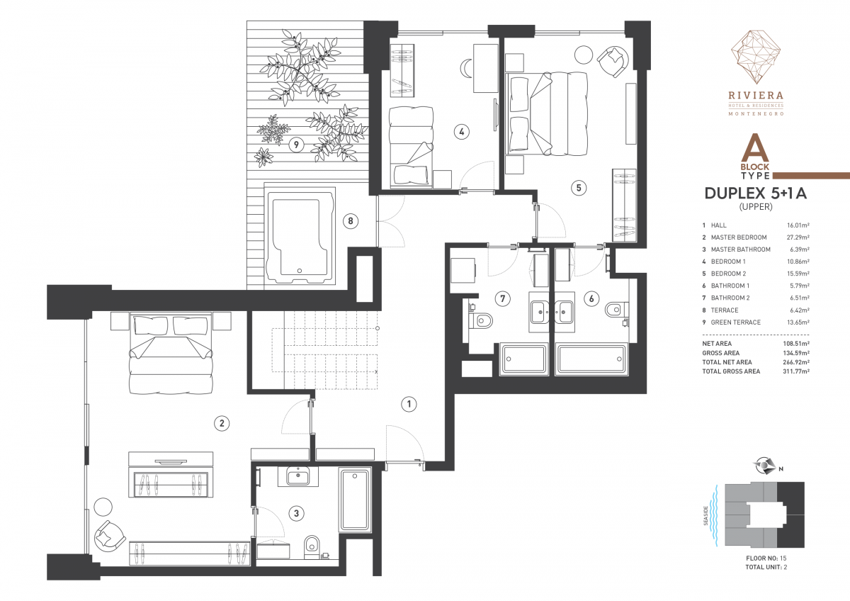Five bedroom apartment in residential complex, Budva 3