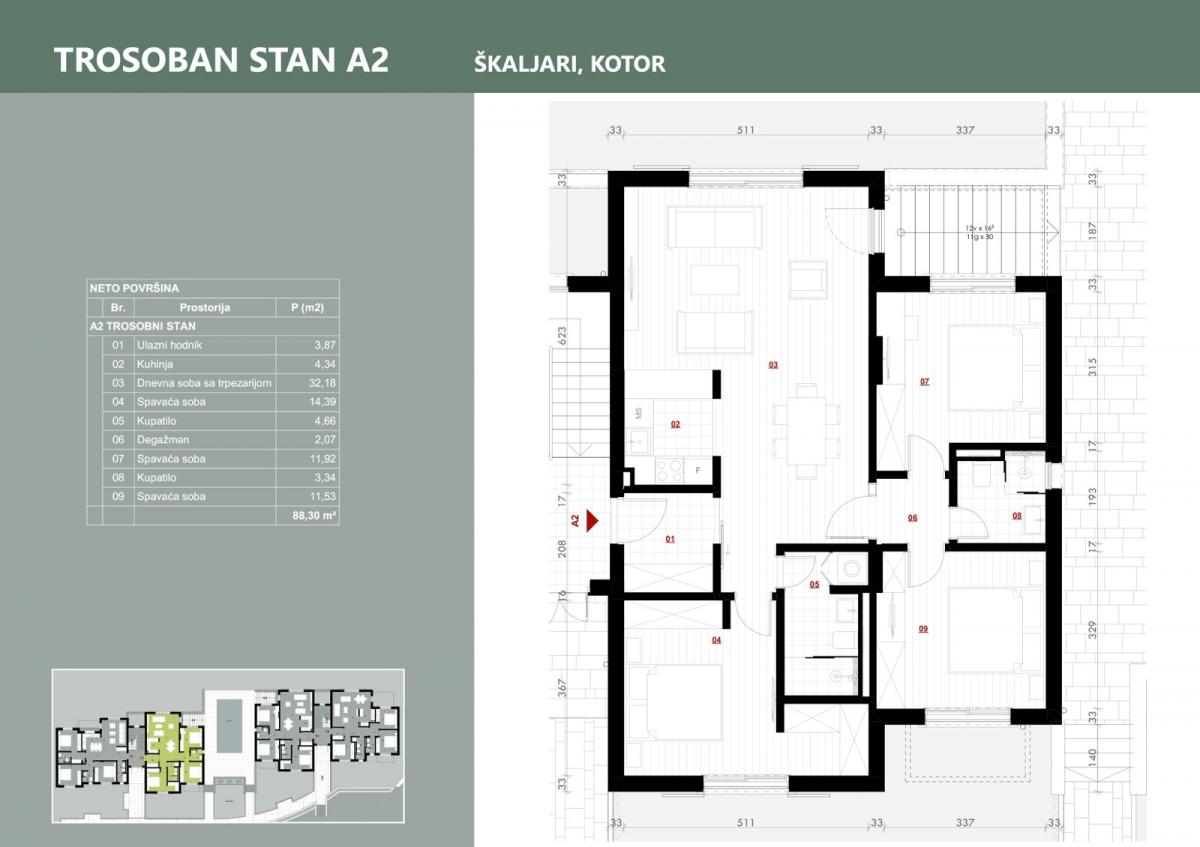 Trosoban stan u Kotoru, 88m² 7