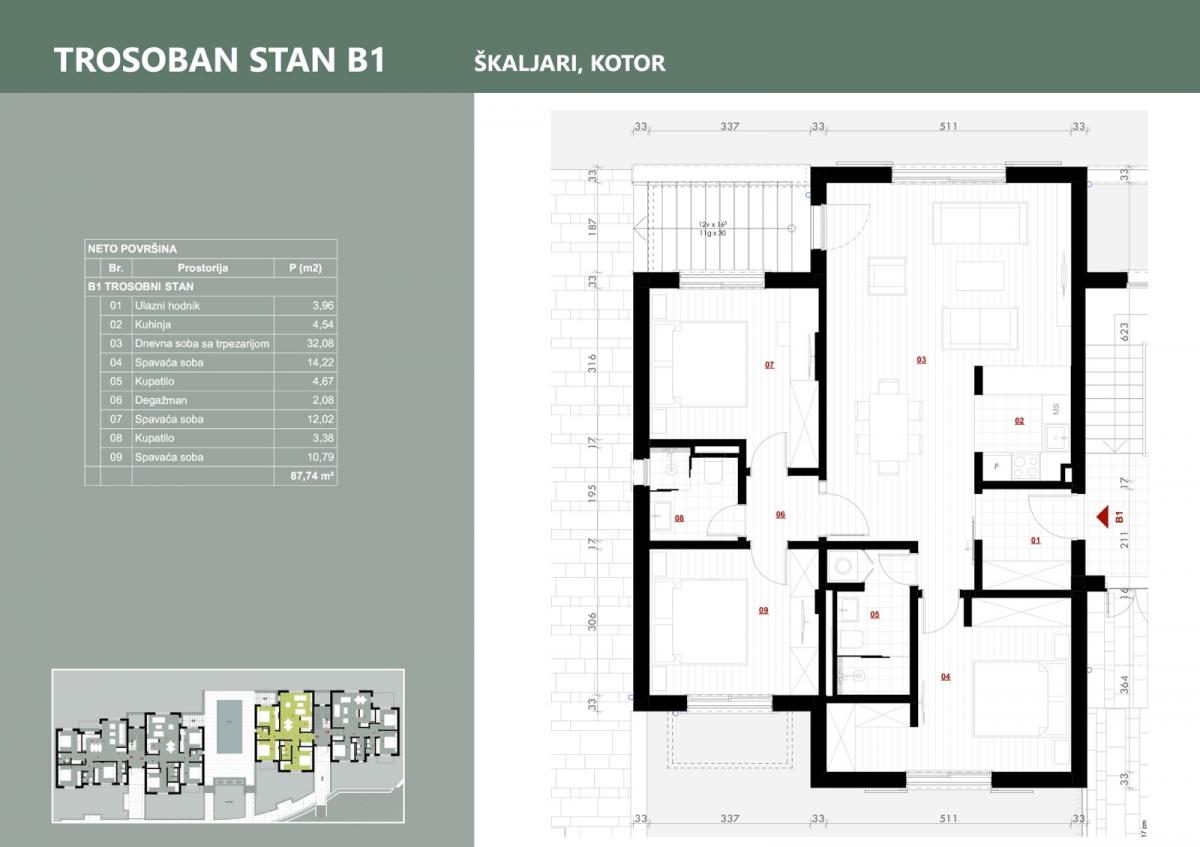 Trosoban stan u Kotoru, 88m² 6