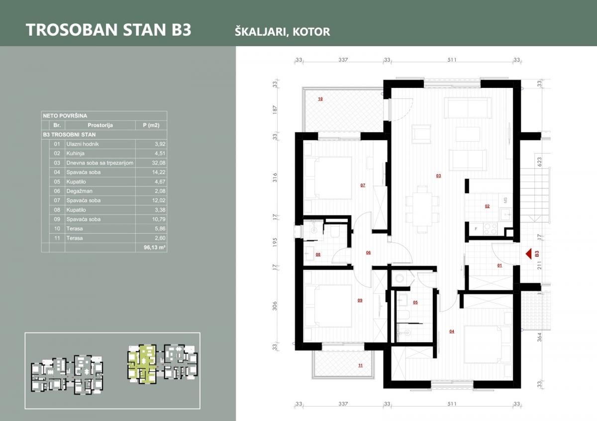 Trosoban stan u Kotoru, 96m² 7