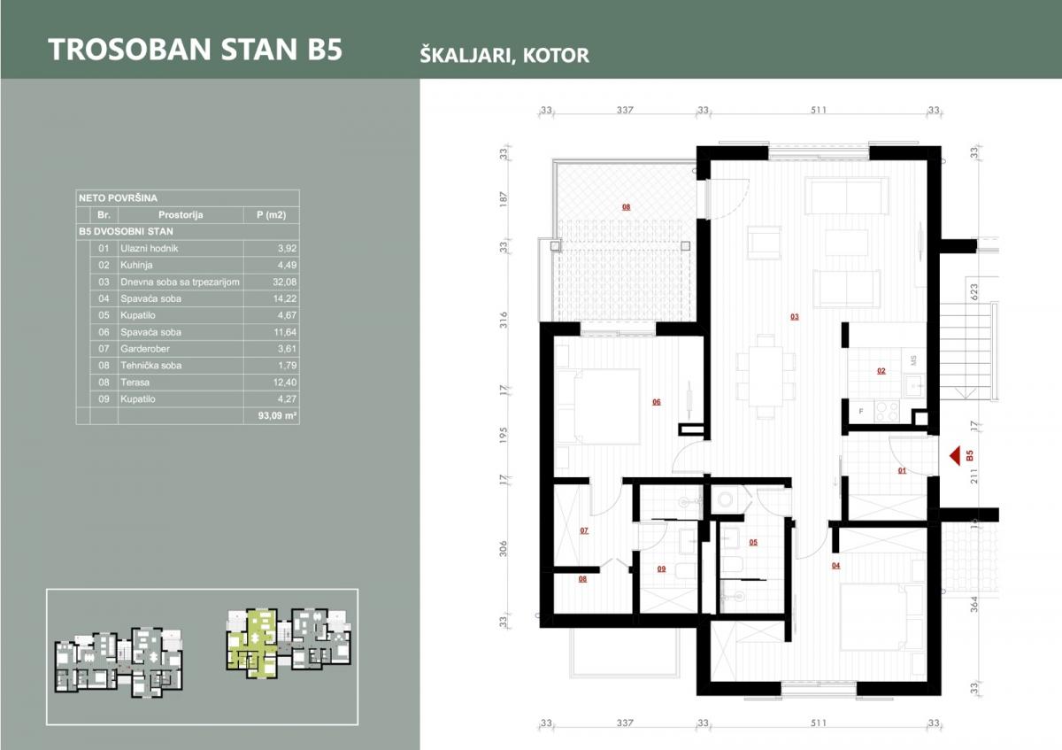 Trosoban stan u Kotoru, 93m² 8