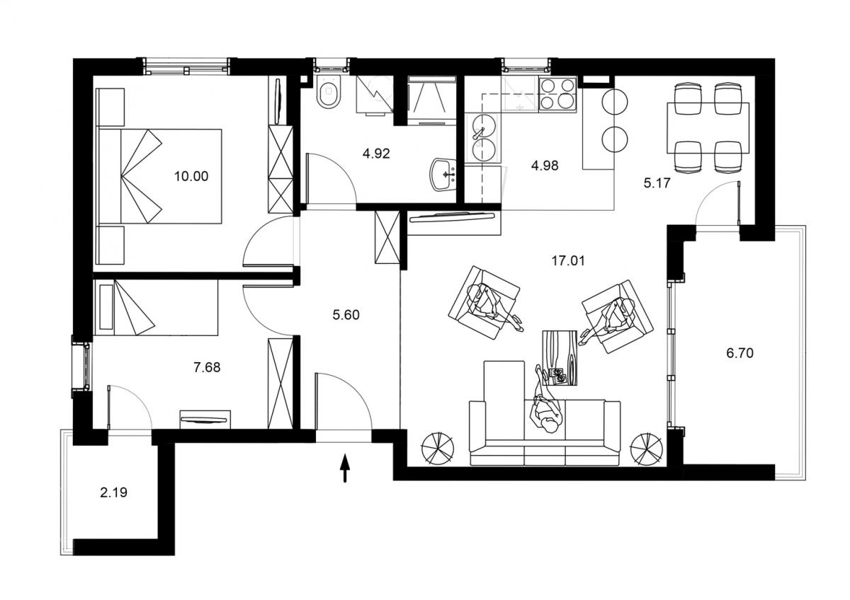 2 bedroom apartment 63m2 in a new building in Becici 17