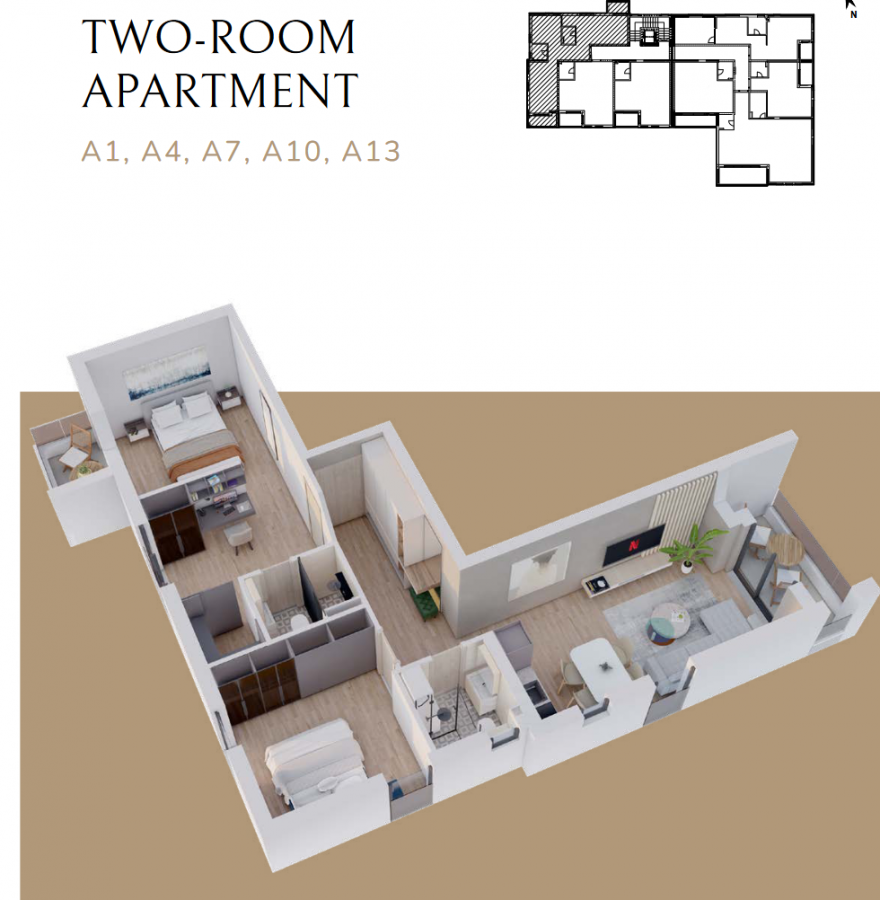 Two-Bedroom Apartment, 70 m2, Third Floor, in Budva. Under Construction 3