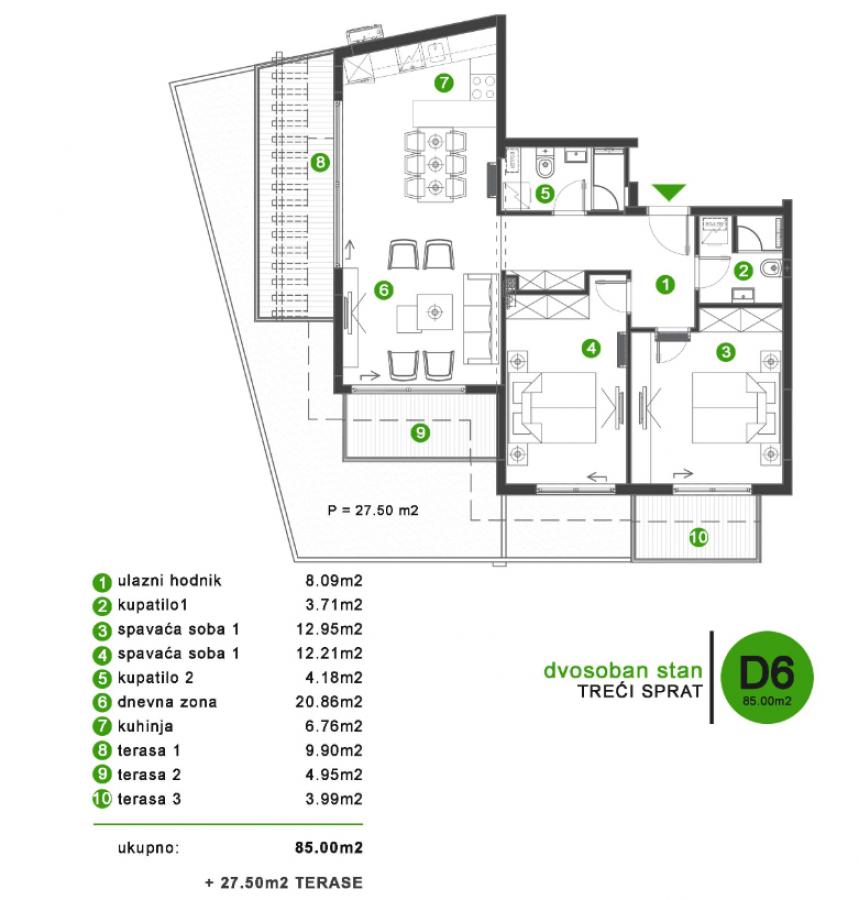 Dvosoban stan u Tivtu, 85m² 4