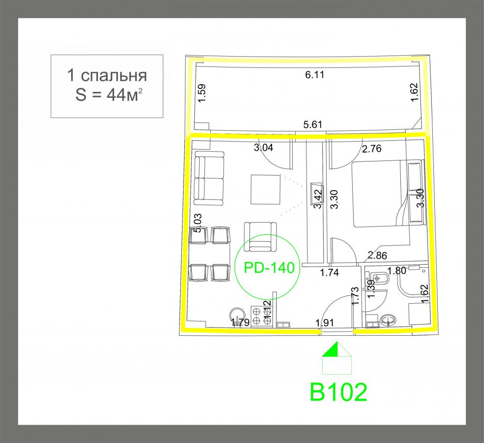 One-Bedroom Apartment 44m2 for Sale, Sea View, Budva 9