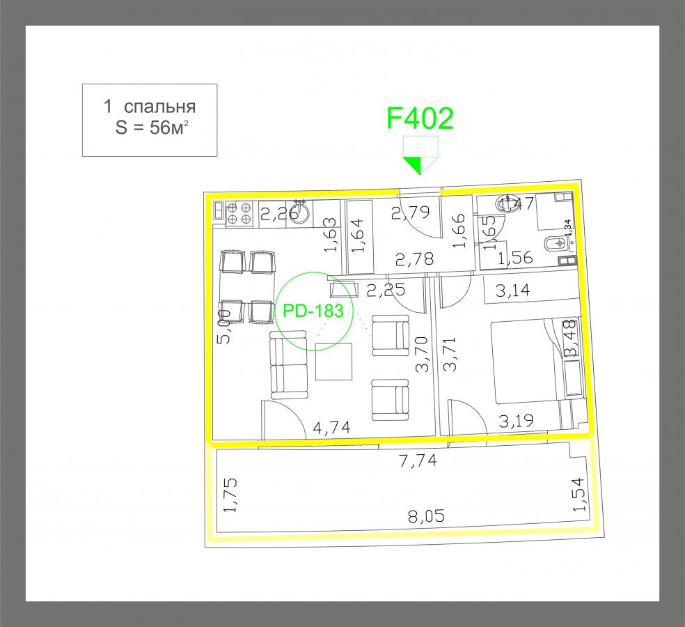 One-Bedroom Apartment 56m2 for Sale, Sea View, Budva 13