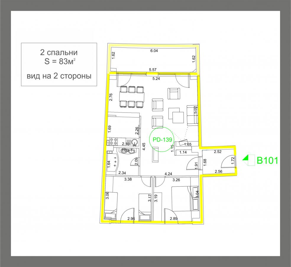 Two-Bedroom Apartment 83m2 for Sale, Sea View, Budva 16