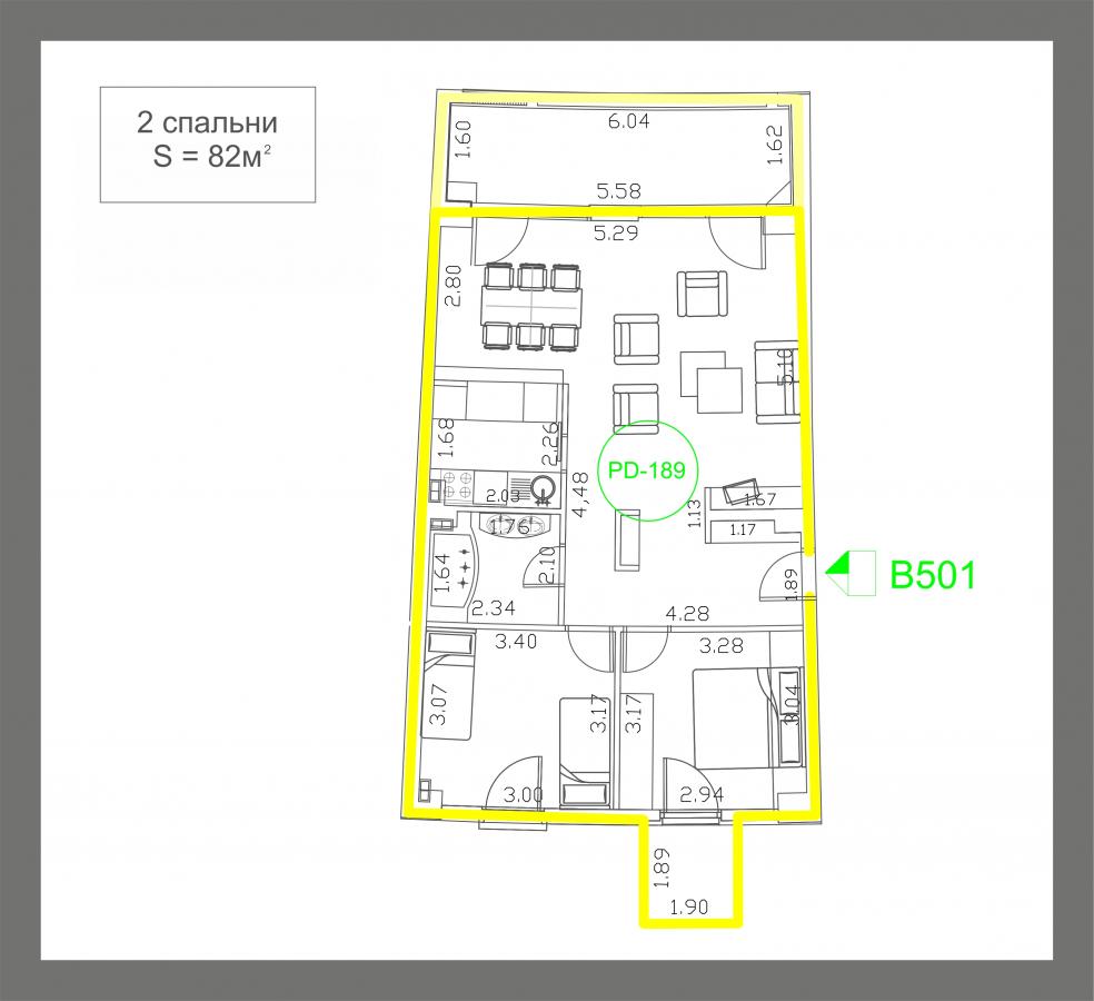 Two-Bedroom Apartment 82m2 for Sale, Sea View, Budva 14