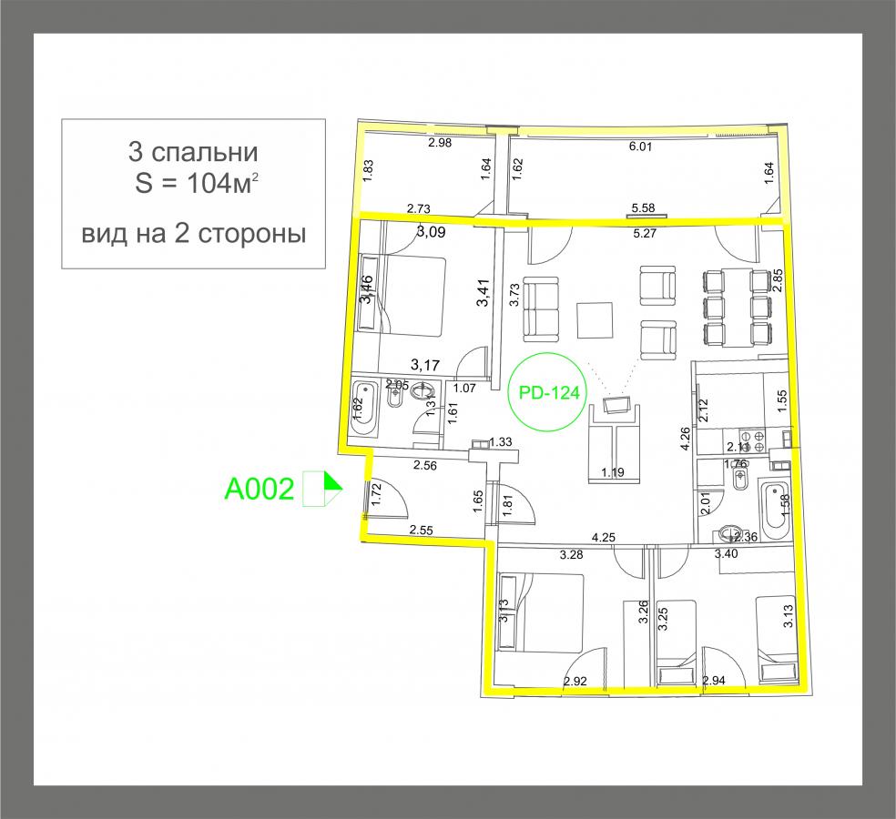 Three-Bedroom Apartment 104m2 for Sale, Sea View, Budva 16