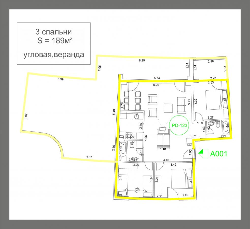 Three-Bedroom Apartment 189m2 for Sale, Sea View, Budva 19