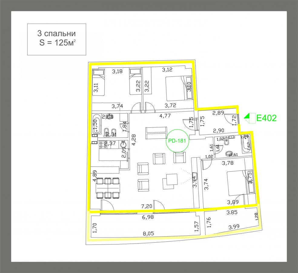 Three-Bedroom Apartment 125m2 for Sale, Sea View, Budva 4
