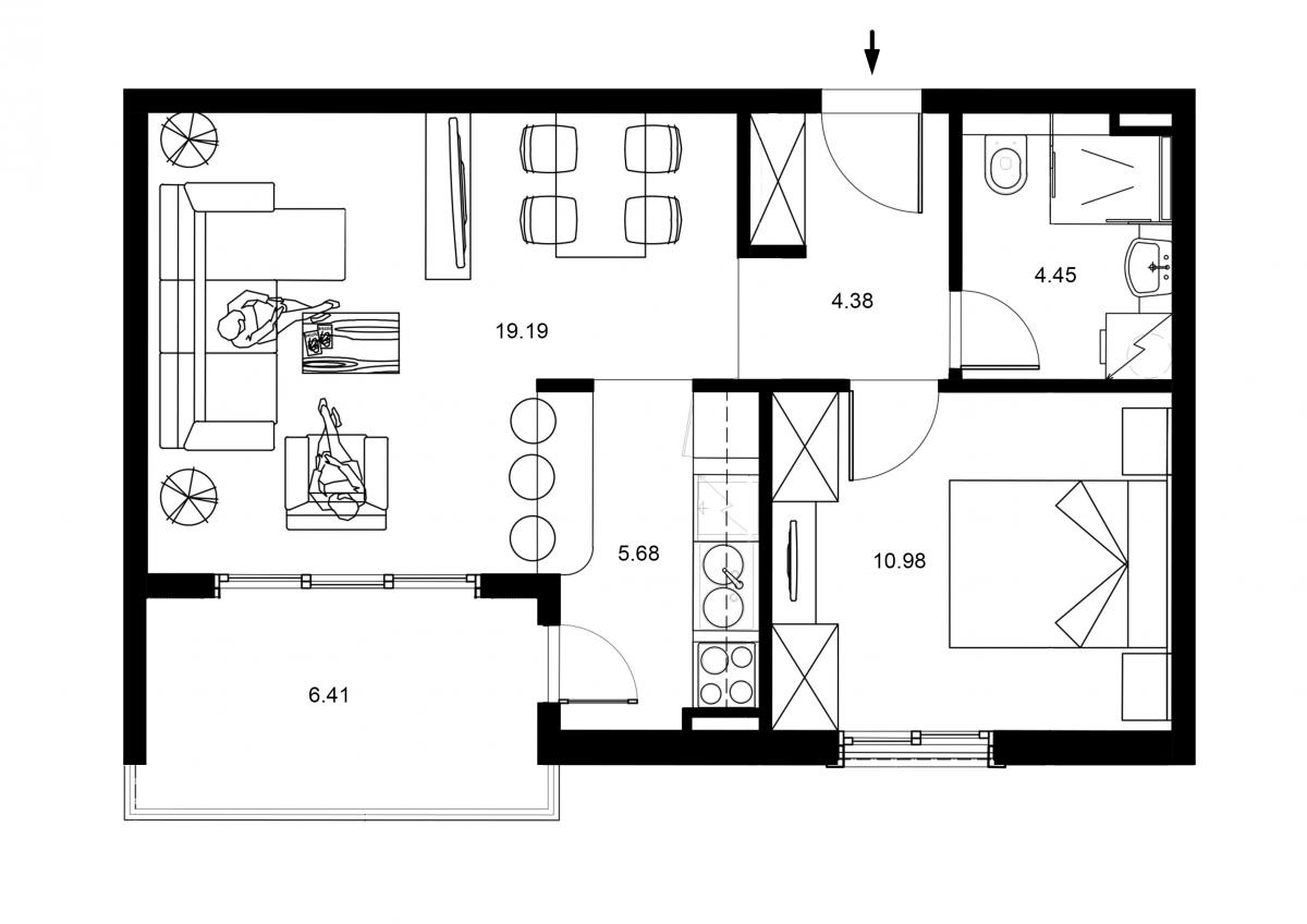 Jednosoban stan u Budvi, 51m² 16