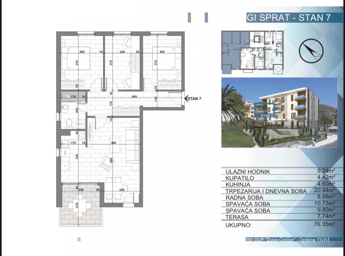 Modern three-bedroom apartment for sale - Kava I, Tivat
