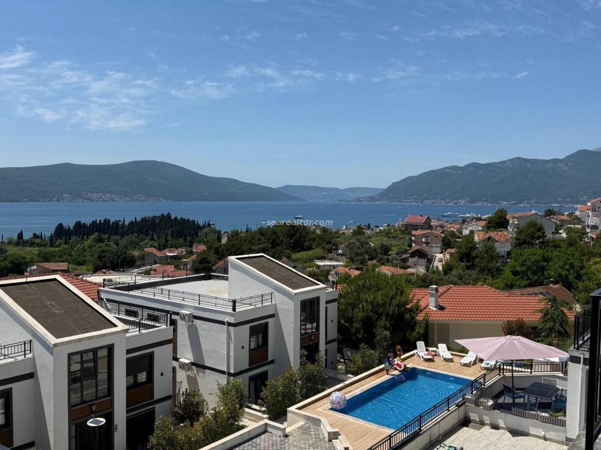 Modern two-bedroom apartment with panoramic sea views in Tivat
