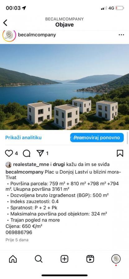 Urbanized plot for sale with sea view - Donja Lastva, Tivat 6