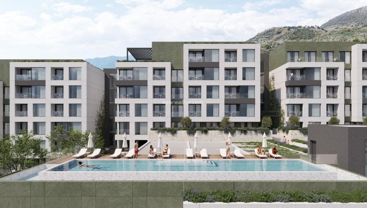 Studio apartment under construction for sale in Tivat – 27 m2, new complex with swimming pool 5