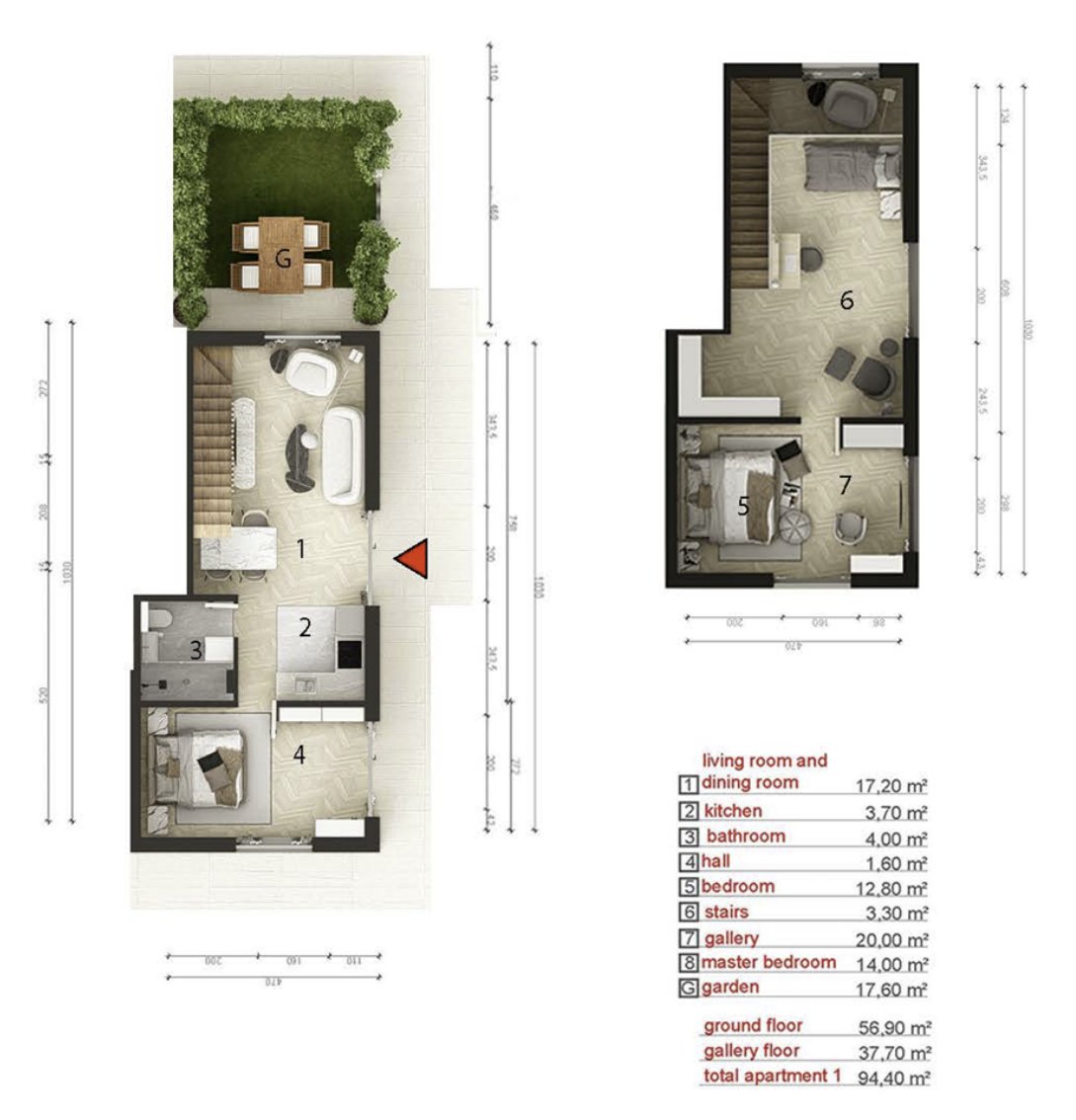 Duplex Apartment 95m² Under Construction with Private Courtyard – Mrčevac, Tivat — 3